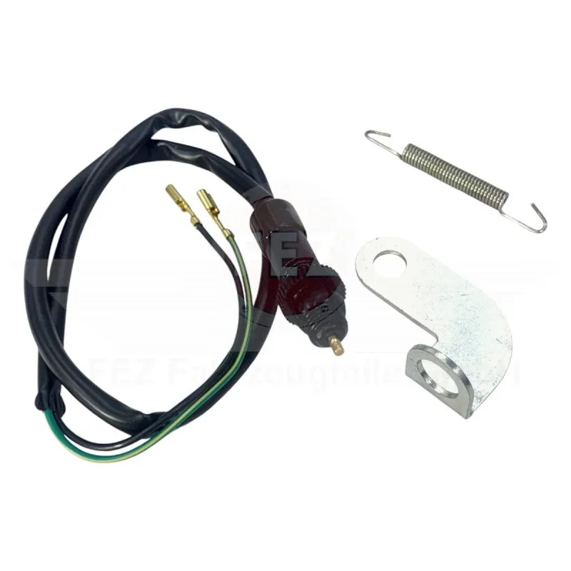 Bremslichttaster / Bremslichtschalter im Set (3-teilig) mit Haltebügel und Zugfeder (großer Typ) passend für KR51/1