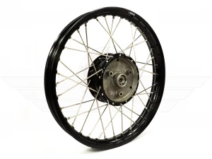Speichenrad - 16 Zoll (Felge 1,50x16 Alu schwarz, Nabe Tuning schwarz, Speichensatz verchromt) 16" passend für alle Moped-Typen