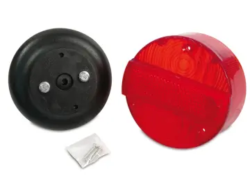Rücklicht / Bremsschlußkennzeichenleuchte rot Ø120mm (3 Schrauben) mit Kennzeichenbeleuchtung (E-Prüfzeichen) passend für S51, S70, SR50, SR80, MZ TS125, TS150, TS250, ETZ125, ETZ150, ETZ250